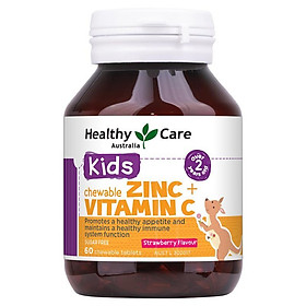 Viên kẹo nhai bổ sung kẽm Healthy Care Zinc + Vitamin C Chewable cho bé 60