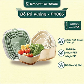 Bộ Rổ Vuông Kèm Chậu 2 Lớp SmartChoice SCG-PK066, Thau PET Rổ PP 2 Màu 4 Cỡ Đa Năng Tiện Dụng Sử Dụng Cho Rửa Rau Hoa Quả Trái Cây