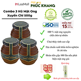 3 Hũ Mật ong nguyên chất Hoa xuyến chi Phúc Khang- Hàng Chính Hãng