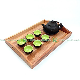 Mua Khay Gỗ Đựng Thức Ăn Hình Chữ Nhật  Khay Gỗ Decor Đựng Trà Đạo Hình Chữ Nhật Có Quai Tay Cầm Cong Chắc Chắn An Toàn Tiện Lợi - Gỗ Kim Ngân