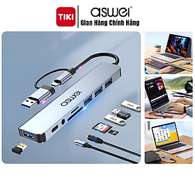 Mua Hub Chuyển Đổi USB Type C ASWEI 8 in 1 - USB 3.0  SD  TF  USB C  Audio 3.5 Tốc Độ Cao - Hàng Chính Hãng