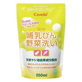 Túi Dung Dịch Rửa Bình Sữa Và Rau Quả Từ Dầu Cọ Combi (250ml)