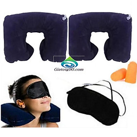 ️FREESHIP️ Bộ 2 Gối Hơi Kê Cổ 2 Bịt Mắt 2 Bịt Tai Tiện Ích Trên Ô Tô 206339 2 (xanh đậm)