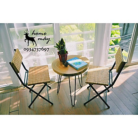 Mua Ghế mây đan xếp gọn HOME MÂY kết hợp bàn gỗ nguyên tấm  phù hợp làm quán Cafe / ban công / Homes