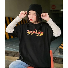 ÁO THUN FORM RỘNG TAY LỠ UNISEX NAM NỮ MÀU ĐEN INSANE