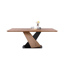 Mua Bàn ăn VALDUS mặt gỗ công nghiệp phủ veneer sồi sang trọng  chân chữ X bằng thép sơn tĩnh điện đen và gỗ nguyên khối bền chắc | Index Living Mall - Phân phối độc quyền tại Việt Nam