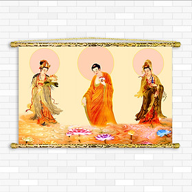 Mua Tranh Tây Phương Tam Thánh   Vải canvas Nẹp sáo gỗ   T308