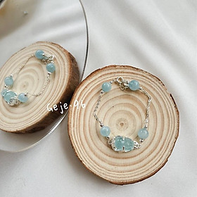 Vòng tay bạc phối đá Aquamarine