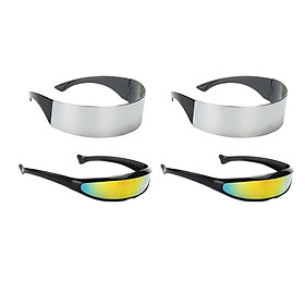 4Pack Futuristic Cyclops Shield Sunglasses For Cosplay Mirrored Lens Visor Narrow Cyclops Novelty Party Shield