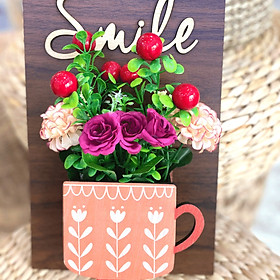 Bảng Gỗ hoa treo tường trang trí Smile