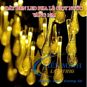 Dây Đèn Trang Trí Pha Lê Giọt Nước Vàng/Đủ Màu, dây dài 10m, không có chớp, dây màu đen, có phích nối