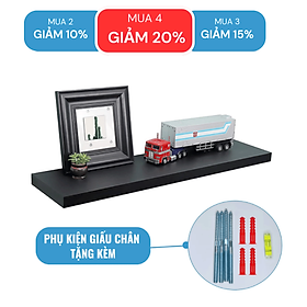 Mua  Mua 4 giảm 20%  Kệ Thanh Ngang Rộng 20cm  Gỗ Dày 25mm Treo Tường Màu Đen SIB Decor Chiều Dài 40 Đến 120cm KT005