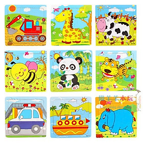 Combo 10 tranh ghép hình 9 miếng cho bé - giao ngẫu nhiên các hình khác nhau