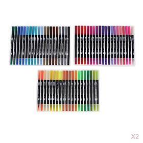 2 Set Watercolor Brush Pens 24 Colors Dual Tip Coloring Pens for Kid Adults