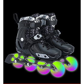 Giày patin cao cấp Kingfly, giày trượt patin trẻ em, người lớn, bánh sáng, tặng kèm bảo hộ bảo vệ chân tay