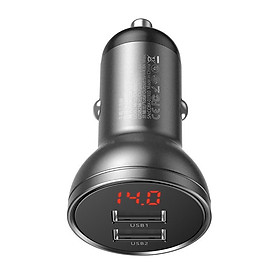 Tẩu củ sạc nhanh QC 3.0 24W đa năng 2 cổng USB hiệu Baseus Digital Display Gen 3 cho xe hơi / xe ô tô sạc cho iPhone iPad Samsung Huawei Oppo Xiaomi LG (24W - 4.8A, Công nghệ sạc nhanh Quick Charge 3.0) - Hàng nhập khẩu