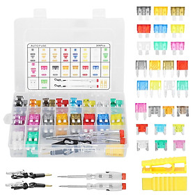 306pcs Fuses Assortment Kit Plug-in Blade Fuse with 2 Circuit Testers Storage Box for Car Truck SUV RV Marine Boat 2A 5A 7.5A 10A 15A 20A 25A 30A 35A