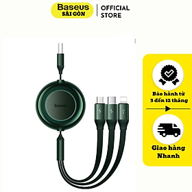 Mua Cáp sạc dây rút Baseus bright mirror 2 series CAMJ 3 IN1 USB to M+L+C 3.5A Dài 1.1M- hàng chính hãng