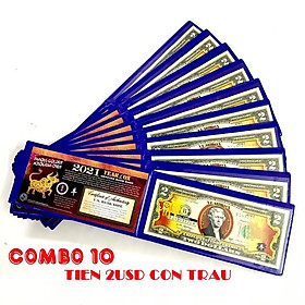 COMBO 10 BỘ Tờ 2 USD Hình Trâu Vàng may mắn Tết 2021 làm tiền lì xì độc lạ, may mắn, ý nghĩa The Merrick Mint