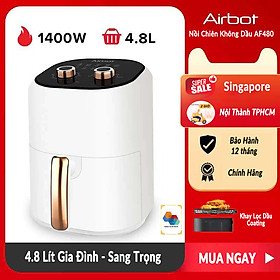 Nồi chiên không dầu Airbot AF480 dung tích 4.8 Lít, công nghệ gió xoáy 3D turbo, chống dính và tự động bật/tắt an toàn, có hẹn giờ, hàng chính hãng