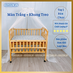 Màn Mùng Chống Muỗi Và Khung Inox Treo Cho Cũi Trẻ Em KIDSSUN Chất Liệu Màn Tuyn Dày Dặn Dài Phủ Kín Cũi 