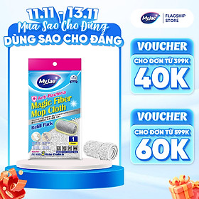 Bông Lau Thay Thế MyJae Đài Loan Sợi Fiber Cho Cây Lau Nhà Tự Vắt Kháng Khuẩn Và Cây Lau Nhà Phun Sương 33.5 x 10.5 cm