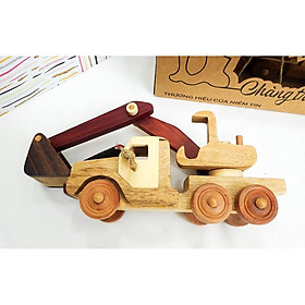 Xe oto gỗ xe múc đồ chơi gỗ tự nhiên không sơn - đồ chơi gỗ thông minh