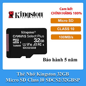 Mua Thẻ Nhớ Kingston 32GB Micro SD Class 10 SDCS2/32GBSP hàng chính hãng