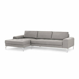 Sofa vải góc L Tundo 310 x 180 x 75 cm kèm ghế lẻ gối trang trí màu xám