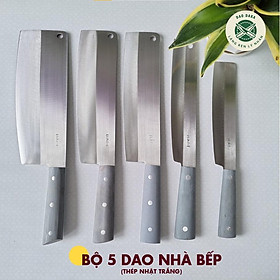 Mua Combo 5 dao nhà bếp thép Nhật trắng không gỉ - Chuôi nhựa
