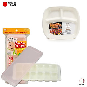 Combo khay trữ đồ ăn dặm cho bé Kokubo 12 ngăn + đĩa 3 ngăn dành cho bé ăn dặm - nội địa Nhật Bản