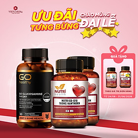 Bộ Sản Phẩm Bổ Tim, Bổ Xương Khớp New Zealand: 2 Hộp Bổ Tim Nutri Co Q10 160g Hawthorn -30 Viên; Go Glucosamine 1-A-Day 1500mg - 60 Viên