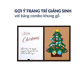 Bảng combo ghim Lie (gỗ bần) - mặt ghi chú trắng khung gỗ - kích thước 60x90cm - THẾ GIỚI BẢ