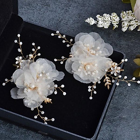 Cài hoa voan lá đồng hạt chất liệu cao cấp Giangpkc 1 cái