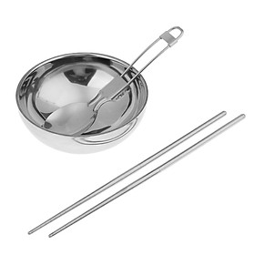 Portable Travel Set Stainless Steel Bowl Chopsticks Spoon Camping Tableware