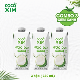 COMBO 3 Hộp Nước dừa đóng hộp Cocoxim Xanh dung tích 330ml/Hộp