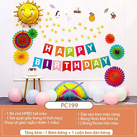 Mua SET trang trí sinh nhật hàn quốc phong cách rainbow kèm quạ giấy sử dụng được nhiều lần