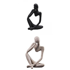 2x Resin Abstract Thinker Sculpture Figurine Office Statue Bookcase Ornament