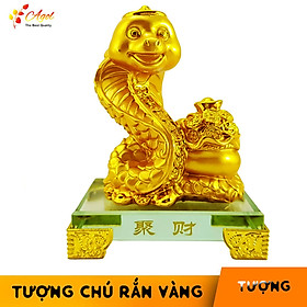 Mua Tượng chú rắn vàng đế kính thủy tinh cao cấp - Tượng Tỵ Đắc Lộc