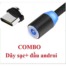 Mua Cáp sạc từ hút nam châm đầu Iphone- micro USB - Type C - Dây dù - xoay 360 độ có LED cao cấp