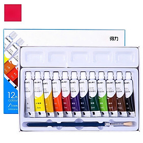 Màu Acrylic tuýp mini chuyên nghiệp - 5ml/tuýp - Vẽ vải / Vẽ quần áo / Vẽ giày - 12 màu