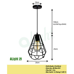 Đèn thả trần + KÈM BÓNG 4W, đèn trang trí decor sắt mỹ thuật hình trụ hoa, kiểu dáng nhẹ nhàng