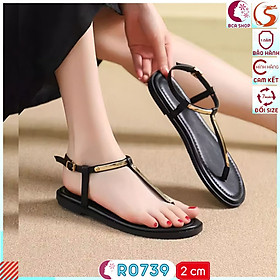 Thiết Kế Tối Giản Khoe Trọn Nét Đẹp Bàn Chân RO739 ROSATA Cao 2P, Quai Mảnh Có Đính Kim Loại