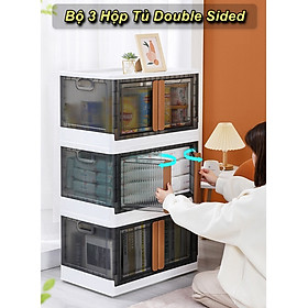 Mua Bộ 3 Hộp Tủ Lưu Trữ Đồ Đạc có thể xếp chồng lên nhau Double Sided