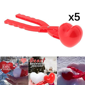 5pcs Heart Snow Ball Maker Clips Clamps Children Sand Mold Snow Fight Game