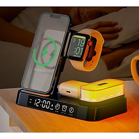Mua Bộ sạc không dây nổ đồng hồ ba trong một đế sạc không dây điện thoại di động sạc nhanh 15w cho đế Apple 14