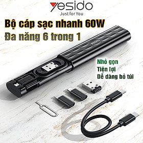 Mua Bộ cáp sạc nhanh 60W Đa năng 6 trong 1 Nhỏ gọn -Tiện lợi Hàng chính hãng
