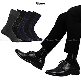 Hộp 5 đôi tất vớ nam đi giày tây công sở cổ cao GOMTAT mẫu MIX02, chất liệu cotton cao cấp thoáng khí - GOM-MIX02-CB5