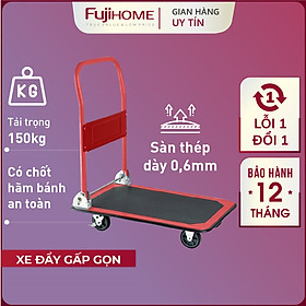 Mua Xe kéo hàng 4 bánh gấp gọn 150kg Nhật Bản Fujihome sàn thép  bánh cao su cao cấp siêu bền không ồn  xe chở đồ đẩy hàng gấp gọn đa năng platform hand truck