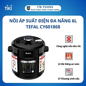 Mua  Nhập CECAMP30KD1 giảm 30K  Nồi áp suất điện đa năng 6L Tefal CY601868 - Lòng nồi hợp kim nhôm chống dính - Van xả áp tự động - 15 chức năng nấu tự động -Hàng chính hãng